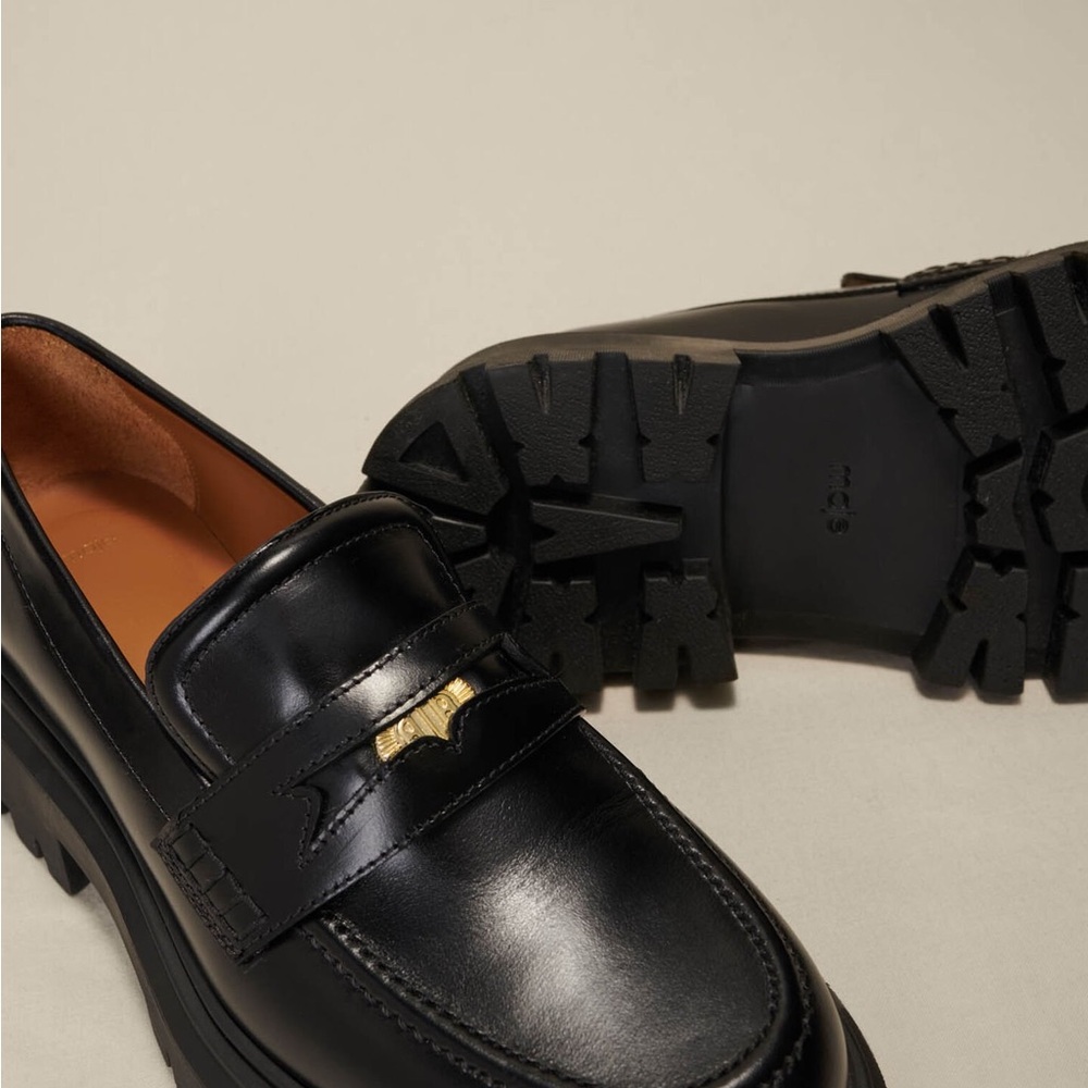MAJE Black Lug Sole Loafers